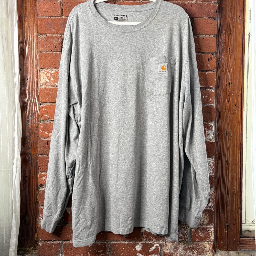 Carhartt Loose Fit Heavyweight Cotton Long Sleeve Pocket Tee Heather Gray 3XL